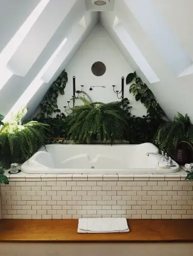 bathroom decor with artificial plants