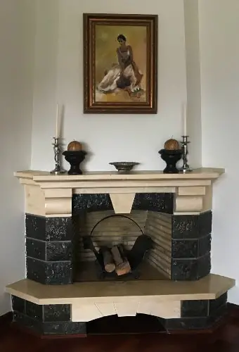 Fireplace decor with formal symmetry