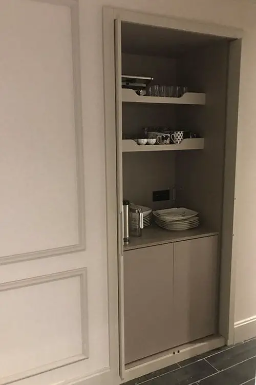 hidden kitchenette in hallway