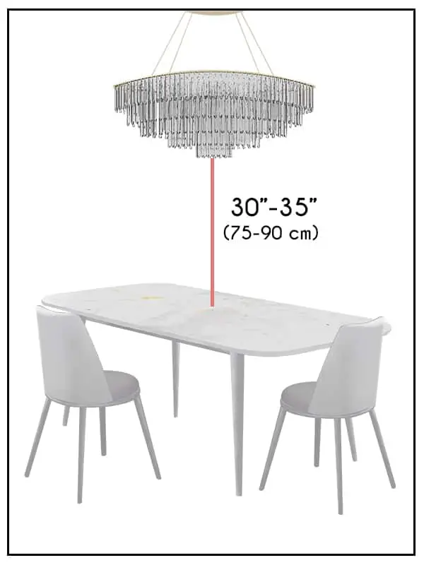 Chandelier size for dining table