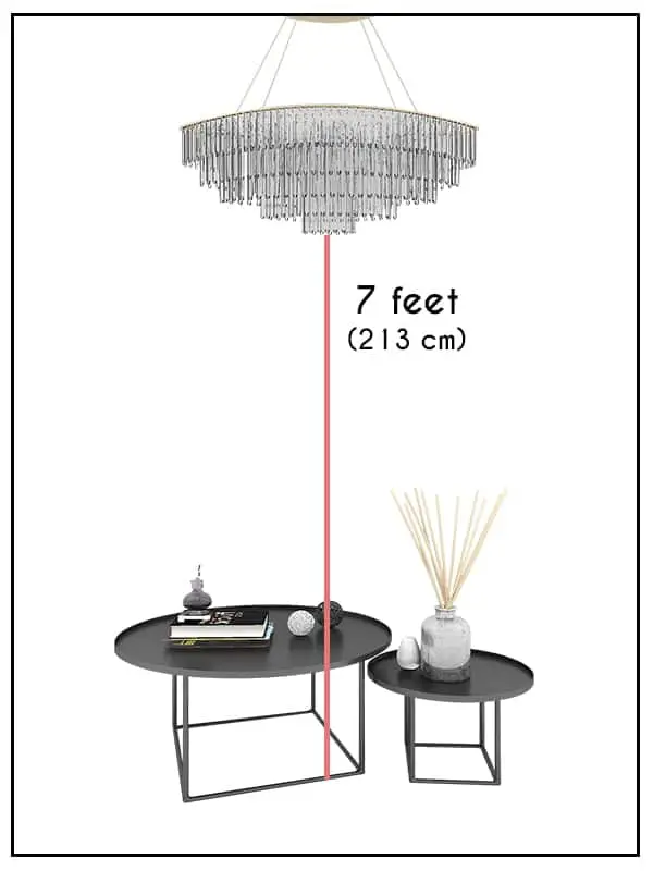 How low should chandelier hang in living room