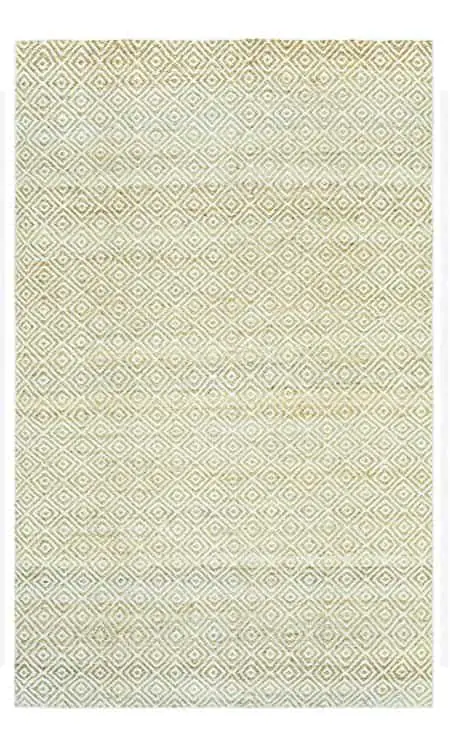 yellow and white geometric rug