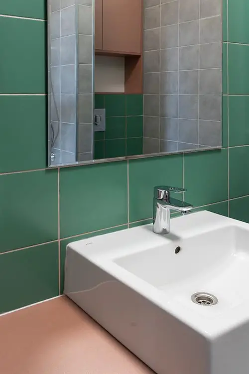 Square Green Bathroom Tiles for a Retro Look