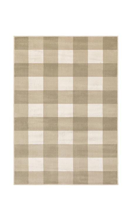 beige checkered rug