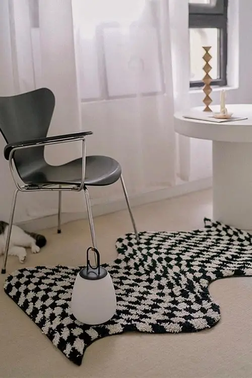 black and white checkered rugs