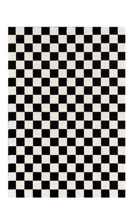 checkerboard rug black and white