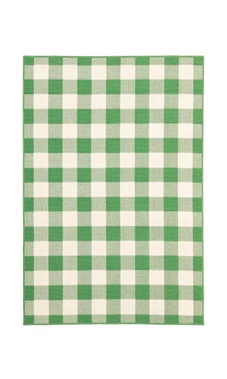 checkered rug green