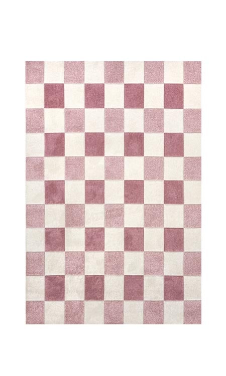 checkered rug pink