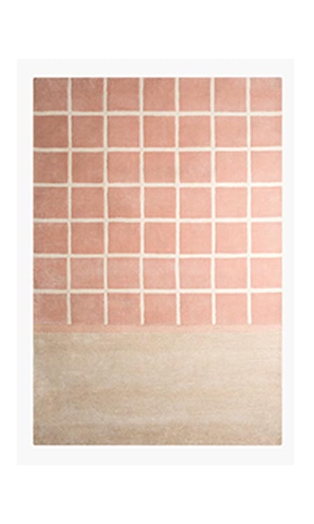 pink checkboard rug